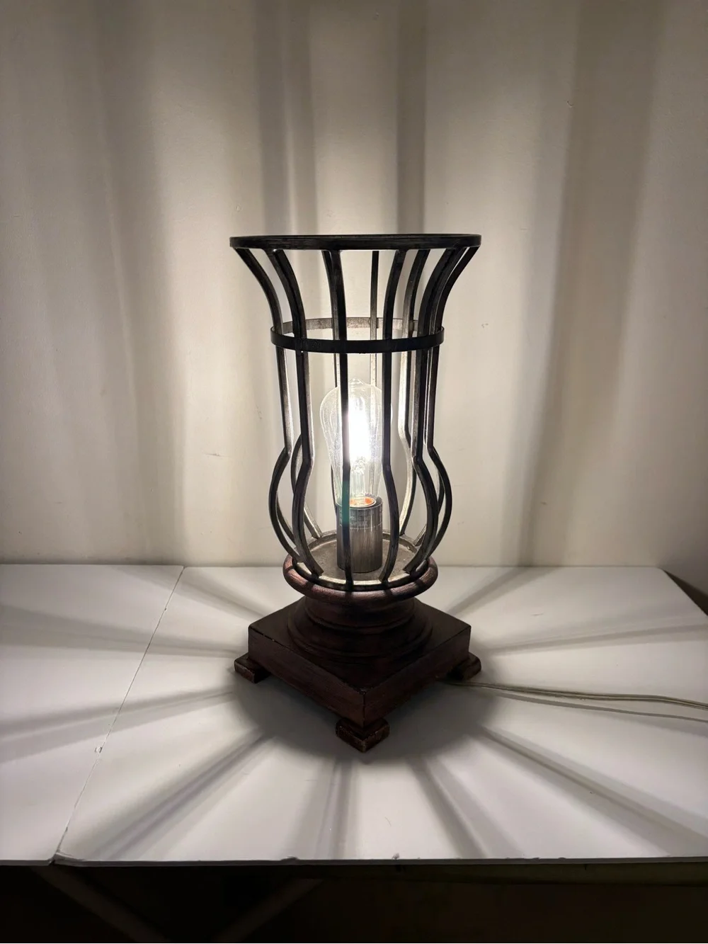 Metal Cage Table Lamp with/Bronze Finish-Accent Lamp-Modern/Rustic Vibe Up-light